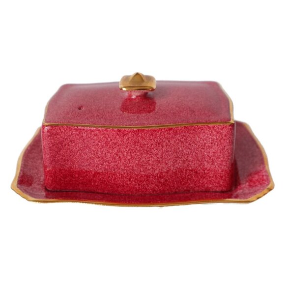 Vintage Royal Winton Grimwades Covered Butter Dish Mottled Pink 5333 - Picture 5 of 8